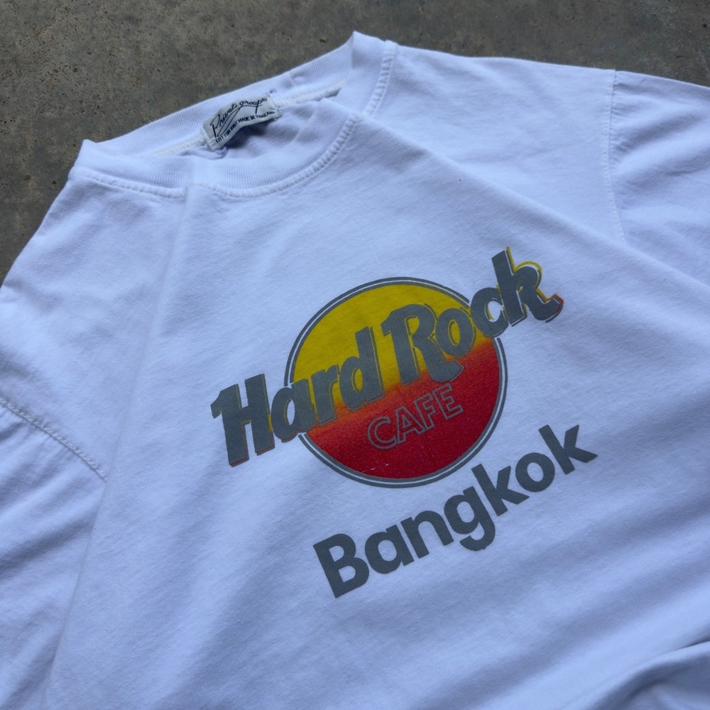 Vintage 90s Hard Rock Cafe Bangkok T-Shirt Graphic Logo White Large (d12)